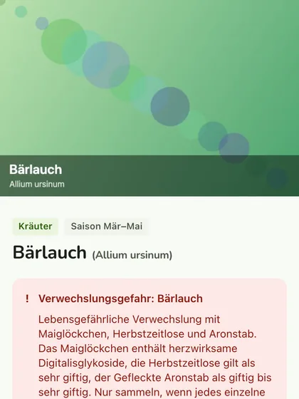 Spot in der App mit dem Verwechslungshinweis zur Art
